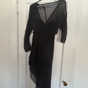 Chic Asymmetrical Black Sheer Dress